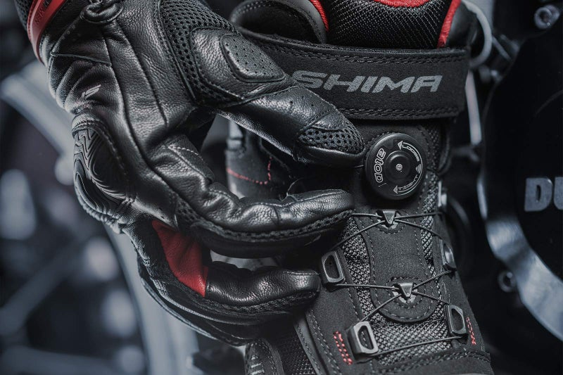 SHIMA Exo Motorcycle Riding Shoes Women Boots ATOP Reel Knob Lacing Ventilated Leather Mesh Street Summer Suede Sport Stealth Touring Shoe Moto Footwear Bikers Powersports (Womens, Black, 39) - Image 2